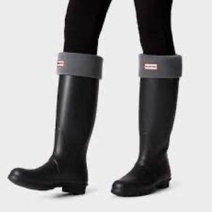 Hunter Original Half Cardigan Tall Boot Socks Dark Slate, Size L (7-9)
